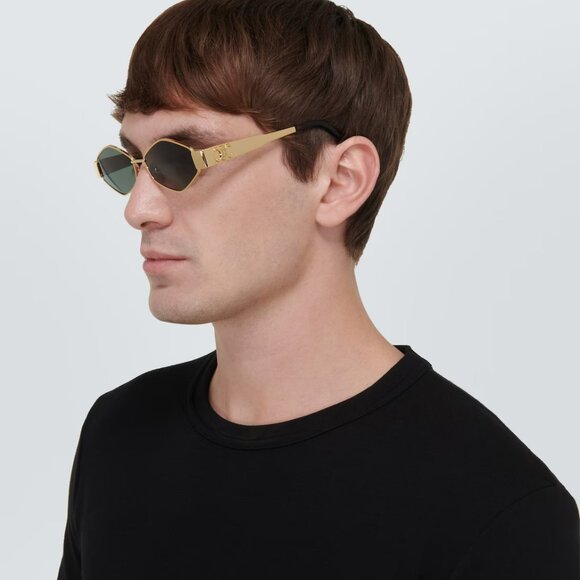 Celine TRIOMPHE Men Sunglasses Gold Green CL40254U 30N NEW AUTHENTIC - Picture 8 of 14